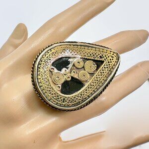 Boho Ring, Afghan, Mixed Metal, Vintage, Middle Eastern, Size 8, Ethnic, Boho